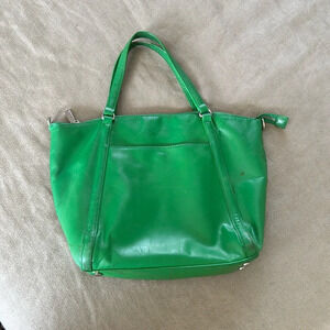 Hobo green zippered leather purse tote bag
